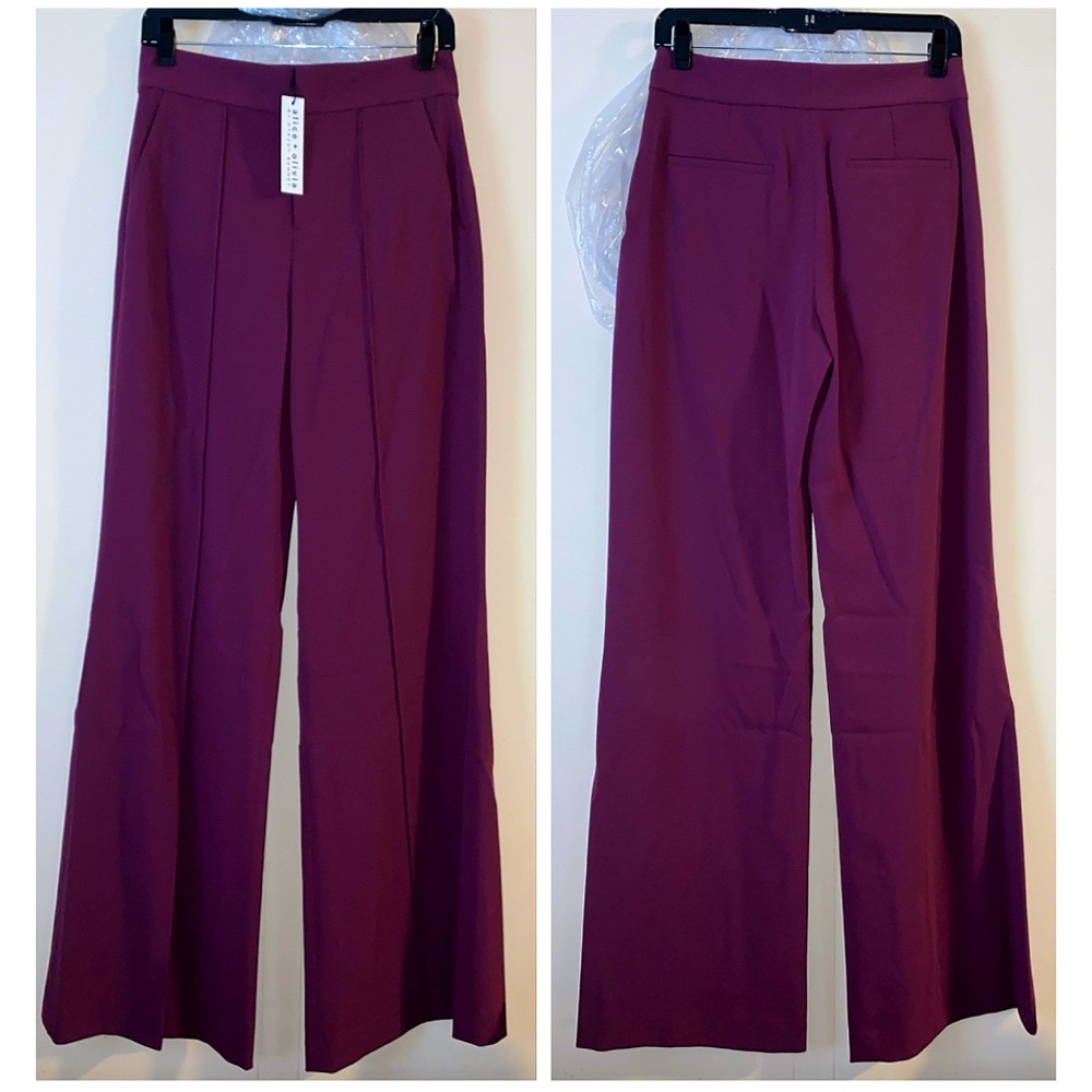 Alice + Olivia Dylan Purple Boysenberry High Waist Wide Leg Pant - Picture 7 of 15